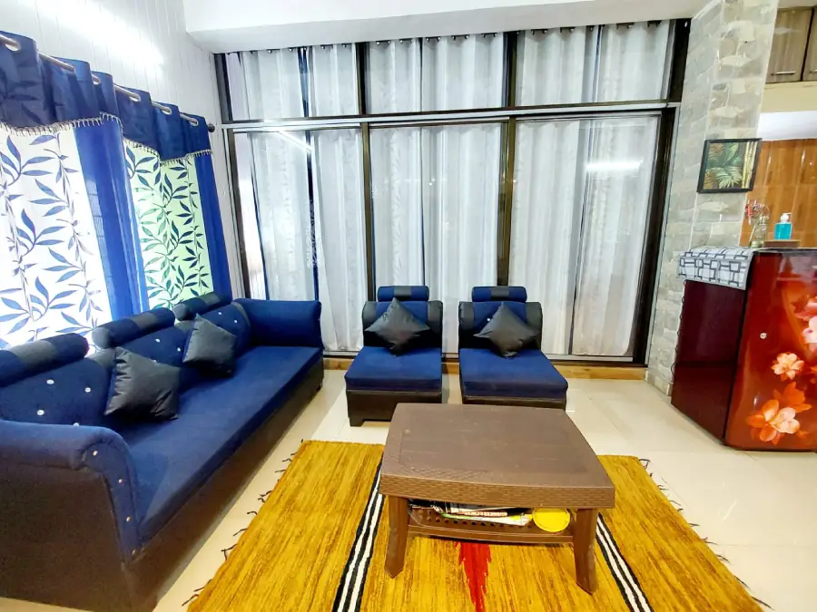 Living room interior of the 2 BHK villa in Jambrung, Karjat
