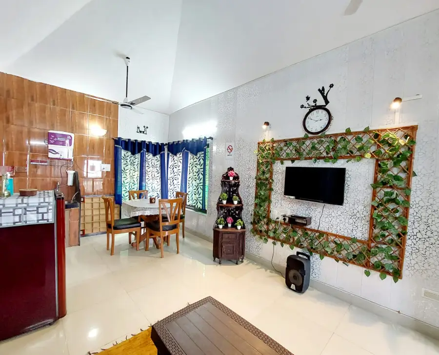 Living room interior of the 2 BHK villa in Jambrung, Karjat