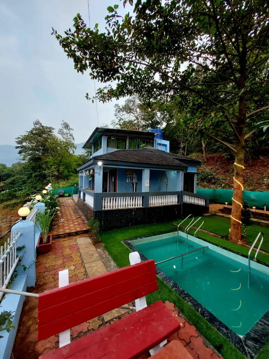 Private 10 by 13 feet swimming pool at the Karjat villa